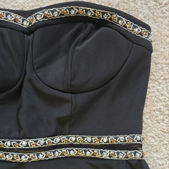 NWOT Frederick's of Hollywood Black Strapless Embellished Mini Dress Size 7/8 - Picture 2 of 10